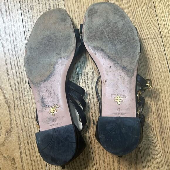 PRADA GLADIATOR BLACK LEATHER SANDALS SIZE 41/10 - Picture 5 of 11